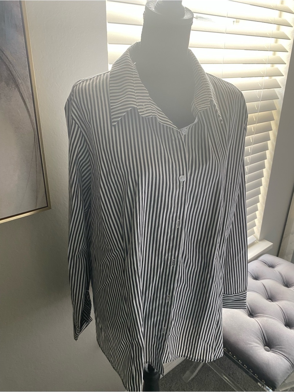 Black & White Vertical Stripe Button-Down Shirt